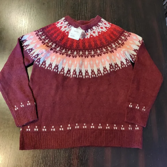Sonoma Red and Pink Patterned Pullover Sweater - Picture 1 of 4